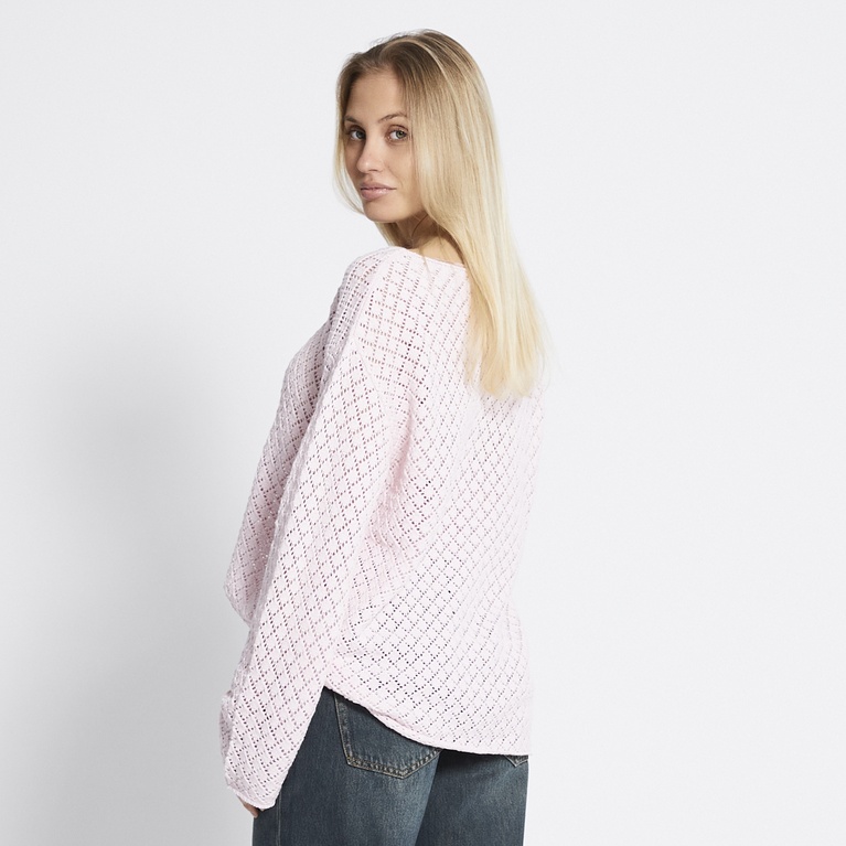 Crochet knit sweater "Villemo" Light Pink